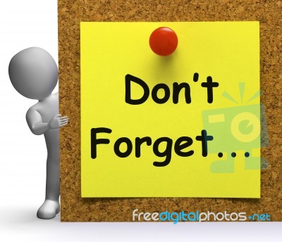 Don't Forget Note Means Important Remember Or Forgetting Stock Image