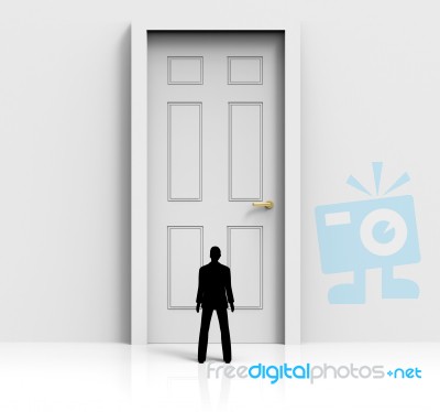 Door Mystery Shows Confused Wondering And Doorways Stock Image