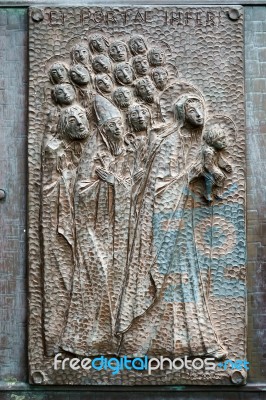 Door Panel Detail Church Of San Vigilio In Bergamo Stock Photo