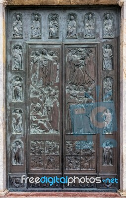 Door To Sienna Cathedral Stock Photo