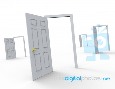 Doors Choice Represents Doorway Doorframe And Doorways Stock Image