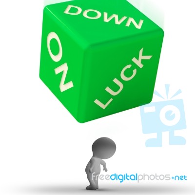 Down On Luck Dice Means Failure And Losing Stock Image