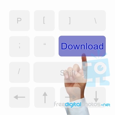 Download Button On Keyboard Stock Image