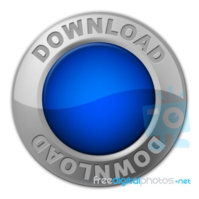 Download Button Shows Downloading Transfer And Internet Stock Image