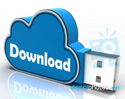 Download Cloud Pen Drive Means Files Downloading Or Transferring… Stock Image