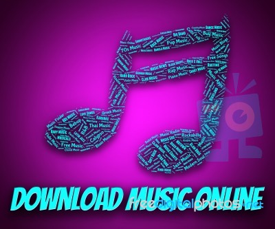 Download Music Online Indicates Web Site And Application Stock Image