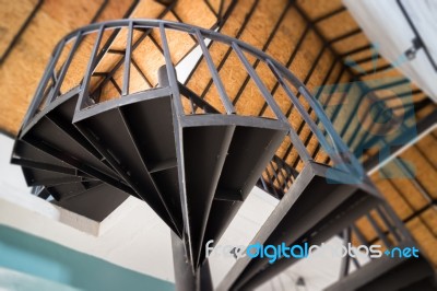 Downside View Of A Spiral Staircase Stock Photo