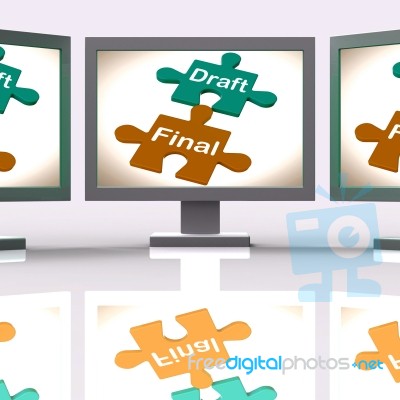 Draft Final Puzzle Shows Write And Rewrite Stock Image