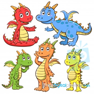 Dragon Cartoon Set Stock Image