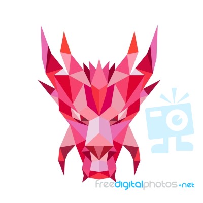 Dragon Head Front Low Polygon Style Stock Image
