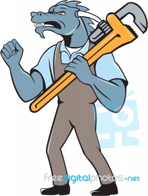Dragon Plumber Monkey Wrench Fist Pump Isolated Stock Image