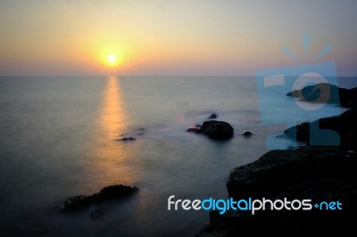 Dramatic Sunset On The Arabian Sea Stock Photo