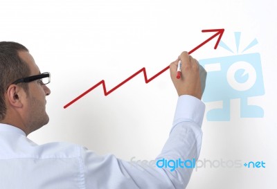 Drawing A Line Graph Stock Photo