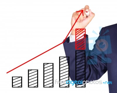 Drawing Graph Growing On Bar Column Stock Photo Drawing Graph Growing On Bar Column Stock Photo