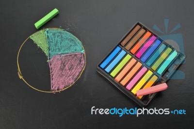 Drawing Pie Chart With Pastel  Stock Photo