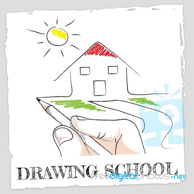 Drawing School Represents Schooling Learning And Creative Stock Image
