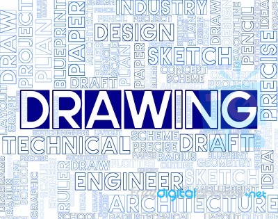 Drawing Words Shows Creativity Sketching And Design Stock Image