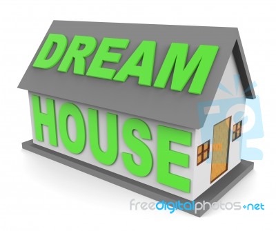Dream House Represents Ideal Home 3d Rendering Stock Image