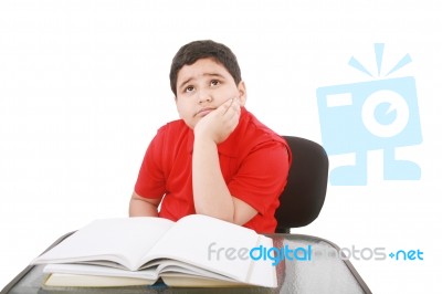 Dreaming Student With Books Stock Photo