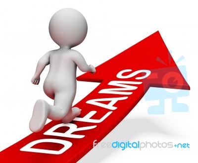 Dreams Arrow Shows Daydreaming Men And Adult 3d Rendering Stock Image