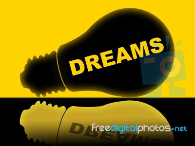 Dreams Lightbulb Indicates Hope Dreamer And Aim Stock Image