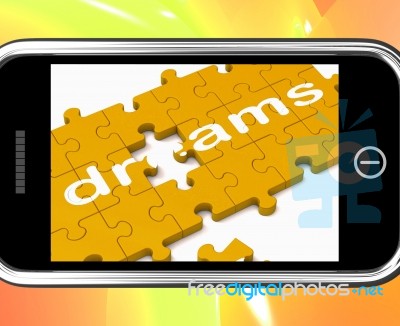 Dreams On Smartphone Showing Wishes Stock Image