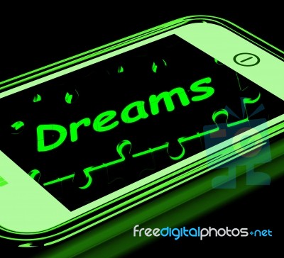Dreams On Smartphone Shows Aspirations Stock Image