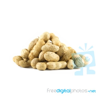 Dried Peanuts On White Background Stock Photo