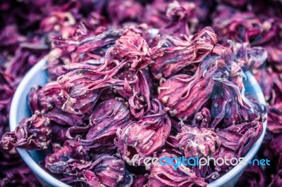 Dried Roselle On A Cup Stock Photo