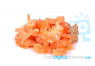 Dried Shrimp Isolated On White Background Stock Photo