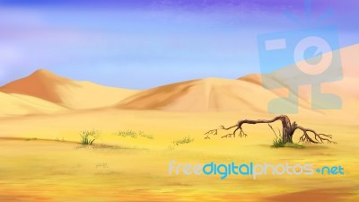 Dried Small Tree In The Desert Stock Image