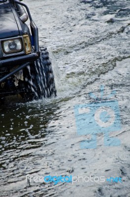 Driving In Flood Stock Photo