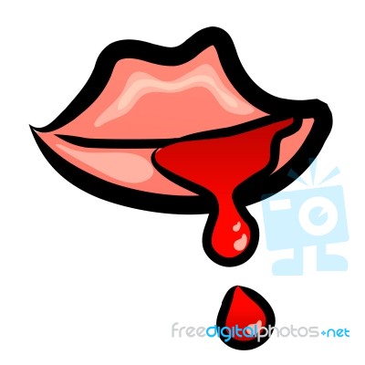 Drop Of Blood from Mouth Stock Image