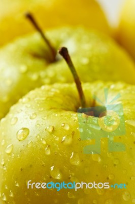 Drop Of Water On Apple Stock Photo