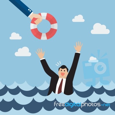 Drowning Businessman Screaming For Help Stock Image