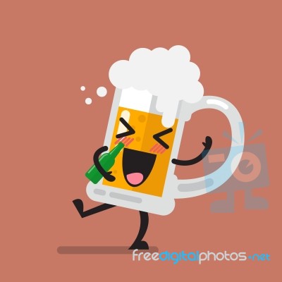 Drunk Beer Glass Character Stock Image