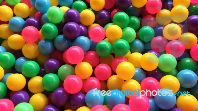 Dry Children's Pool With Colorful Balls Stock Photo