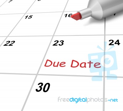 Due Date Calendar Means Submission Time Frame Stock Image