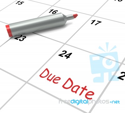 Due Date Calendar Shows Deadline For Submission Stock Image
