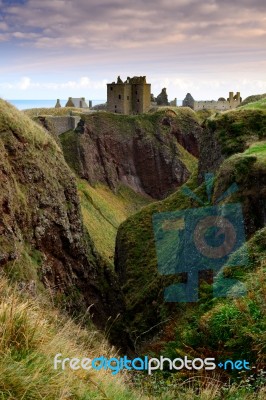 Dunnottar Castle In Aberdeen, Scotland Stock Photo