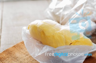 Durian In A Dish Stock Photo