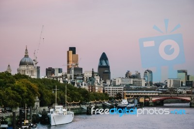 Dusk Descending On The City Of London Stock Photo