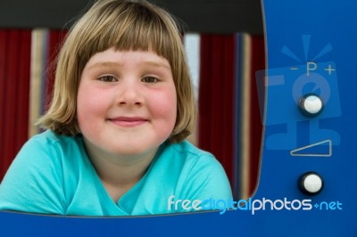 Dutch Girl Playing In Tv Stock Photo