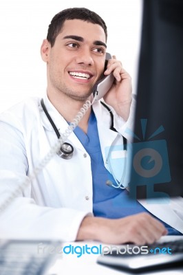 Duty Doctor In Deep Discussion On A Case Stock Photo