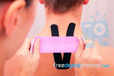 Dynamic Functional Bandage With Taping Stock Photo
