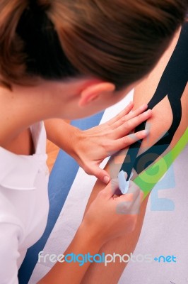 Dynamic Functional Bandage With Taping Stock Photo Dynamic Functional Bandage With Taping Stock Photo