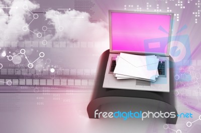 E-mail Concept. Modern Laptop And Envelope Stock Image