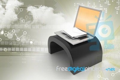 E-mail Concept. Modern Laptop And Envelope Stock Image