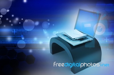 E-mail Concept. Modern Laptop And Envelope Stock Image