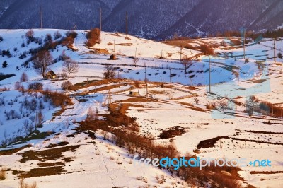 Early Spring In Mountains Stock Photo